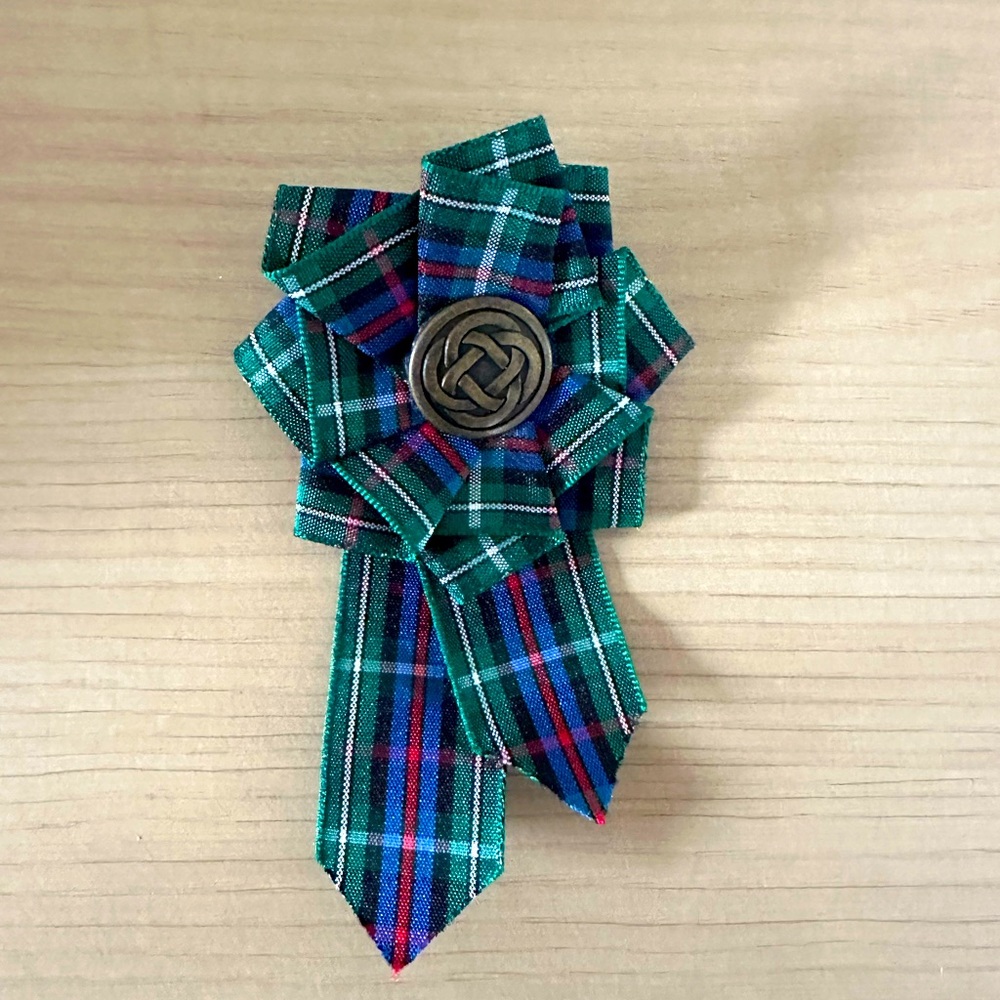 Rose Tartan Ruffle Mini Brooch Pin Scottish Highland Disney Brave Costume
